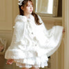 Japanese Liz Sweet Princess Faux Rabbit Fur Cape Coat Women Autumn Winter Fur Jacket Loose Clock Rhinestone Bow Hooded Coat - MAGUSTA BEAUTY