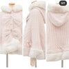 Japanese Liz Sweet Princess Faux Rabbit Fur Cape Coat Women Autumn Winter Fur Jacket Loose Clock Rhinestone Bow Hooded Coat - MAGUSTA BEAUTY