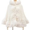 Japanese Liz Sweet Princess Faux Rabbit Fur Cape Coat Women Autumn Winter Fur Jacket Loose Clock Rhinestone Bow Hooded Coat - MAGUSTA BEAUTY