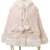Japanese Liz Sweet Princess Faux Rabbit Fur Cape Coat Women Autumn Winter Fur Jacket Loose Clock Rhinestone Bow Hooded Coat - MAGUSTA BEAUTY