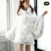 Japanese Liz Sweet Princess Faux Rabbit Fur Cape Coat Women Autumn Winter Fur Jacket Loose Clock Rhinestone Bow Hooded Coat - MAGUSTA BEAUTY
