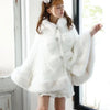 Japanese Liz Sweet Princess Faux Rabbit Fur Cape Coat Women Autumn Winter Fur Jacket Loose Clock Rhinestone Bow Hooded Coat - MAGUSTA BEAUTY