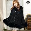 Japanese Liz Sweet Princess Faux Rabbit Fur Cape Coat Women Autumn Winter Fur Jacket Loose Clock Rhinestone Bow Hooded Coat - MAGUSTA BEAUTY