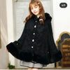 Japanese Liz Sweet Princess Faux Rabbit Fur Cape Coat Women Autumn Winter Fur Jacket Loose Clock Rhinestone Bow Hooded Coat - MAGUSTA BEAUTY