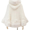 Japanese Liz Sweet Princess Faux Rabbit Fur Cape Coat Women Autumn Winter Fur Jacket Loose Clock Rhinestone Bow Hooded Coat - MAGUSTA BEAUTY