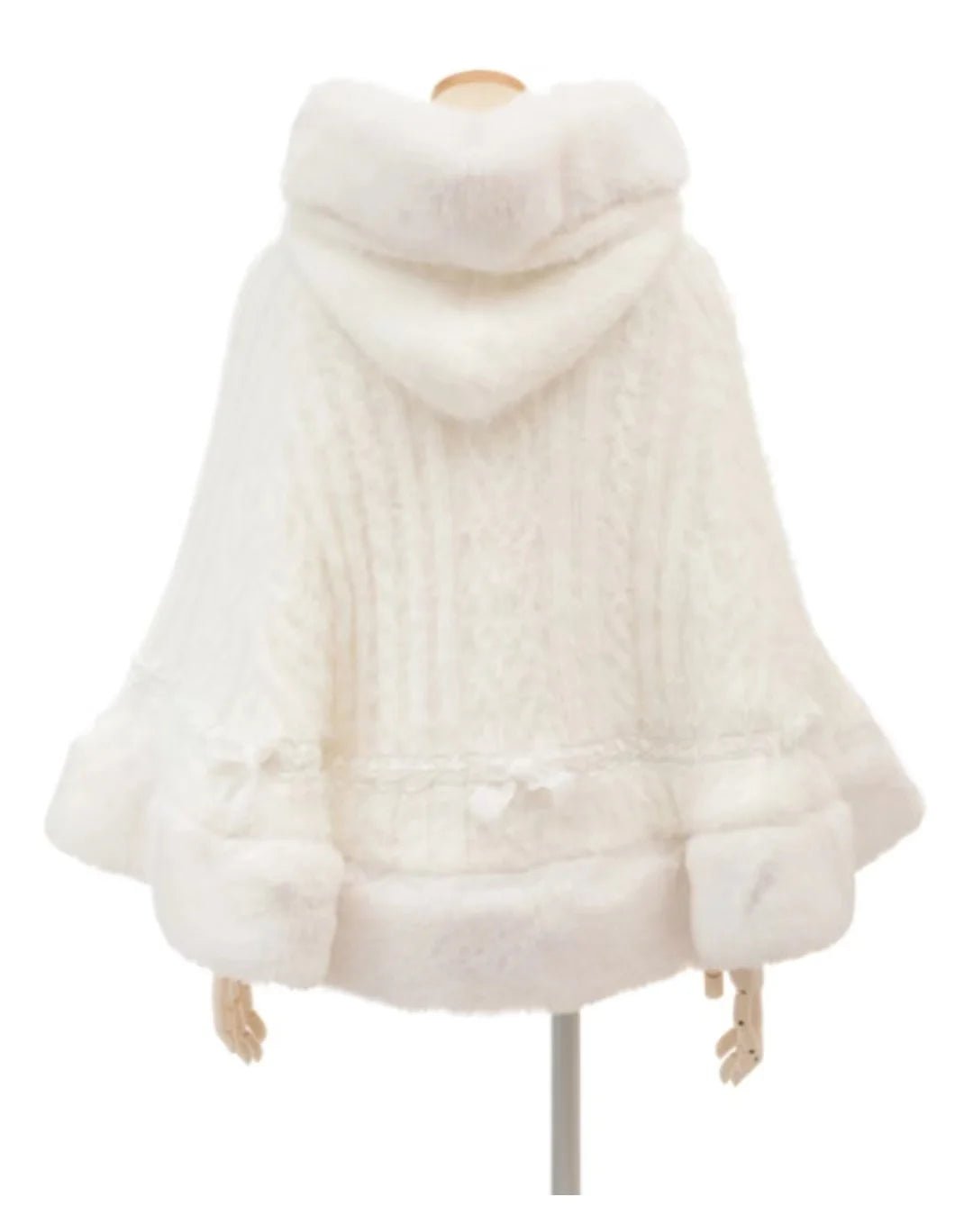 Japanese Liz Sweet Princess Faux Rabbit Fur Cape Coat Women Autumn Winter Fur Jacket Loose Clock Rhinestone Bow Hooded Coat - MAGUSTA BEAUTY