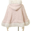 Japanese Liz Sweet Princess Faux Rabbit Fur Cape Coat Women Autumn Winter Fur Jacket Loose Clock Rhinestone Bow Hooded Coat - MAGUSTA BEAUTY
