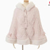 Japanese Liz Sweet Princess Faux Rabbit Fur Cape Coat Women Autumn Winter Fur Jacket Loose Clock Rhinestone Bow Hooded Coat - MAGUSTA BEAUTY