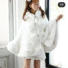 Japanese Liz Sweet Princess Faux Rabbit Fur Cape Coat Women Autumn Winter Fur Jacket Loose Clock Rhinestone Bow Hooded Coat - MAGUSTA BEAUTY