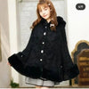 Japanese Liz Sweet Princess Faux Rabbit Fur Cape Coat Women Autumn Winter Fur Jacket Loose Clock Rhinestone Bow Hooded Coat - MAGUSTA BEAUTY