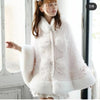Japanese Liz Sweet Princess Faux Rabbit Fur Cape Coat Women Autumn Winter Fur Jacket Loose Clock Rhinestone Bow Hooded Coat - MAGUSTA BEAUTY