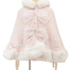 Japanese Liz Sweet Princess Faux Rabbit Fur Cape Coat Women Autumn Winter Fur Jacket Loose Clock Rhinestone Bow Hooded Coat - MAGUSTA BEAUTY