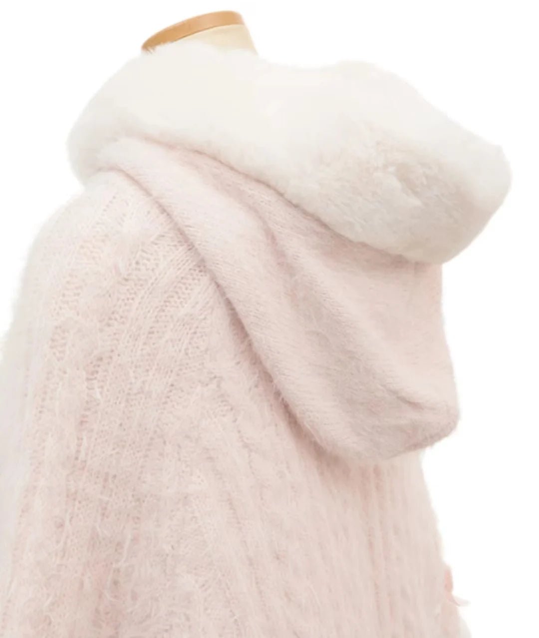 Japanese Liz Sweet Princess Faux Rabbit Fur Cape Coat Women Autumn Winter Fur Jacket Loose Clock Rhinestone Bow Hooded Coat - MAGUSTA BEAUTY