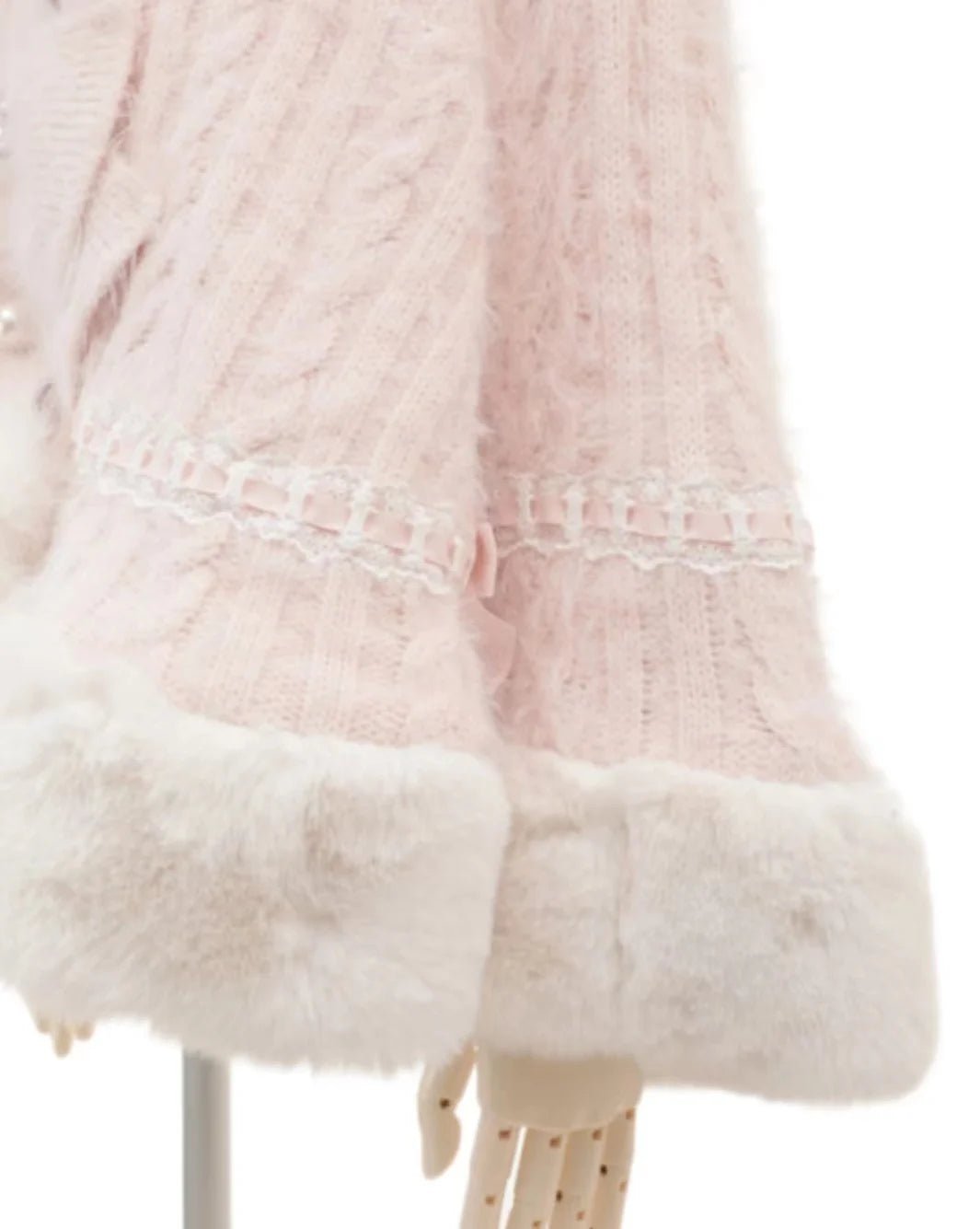 Japanese Liz Sweet Princess Faux Rabbit Fur Cape Coat Women Autumn Winter Fur Jacket Loose Clock Rhinestone Bow Hooded Coat - MAGUSTA BEAUTY