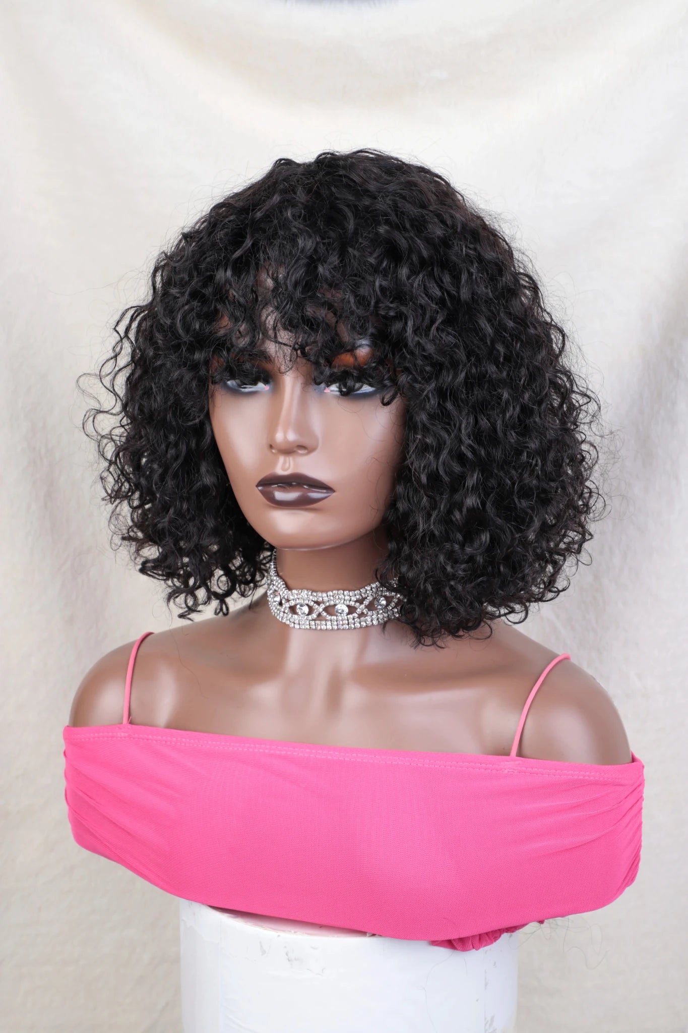 Jerry Curly Short Pixie Bob Cut Human Hair Wigs With Bangs For Women Wear To Go Peruvian Highlight Honey Water Wave Wigs - MAGUSTA BEAUTY