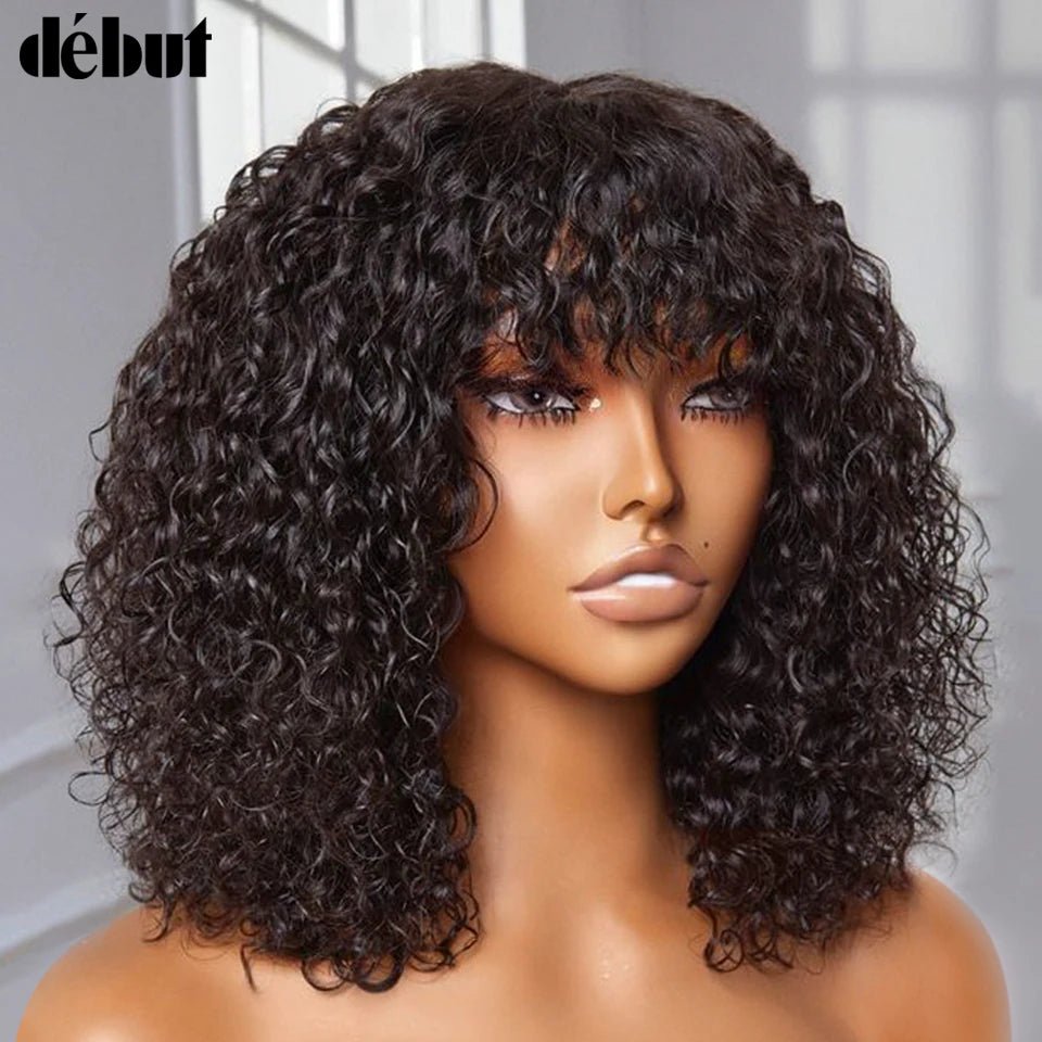 Jerry Curly Short Pixie Bob Cut Human Hair Wigs With Bangs For Women Wear To Go Peruvian Highlight Honey Water Wave Wigs - MAGUSTA BEAUTY
