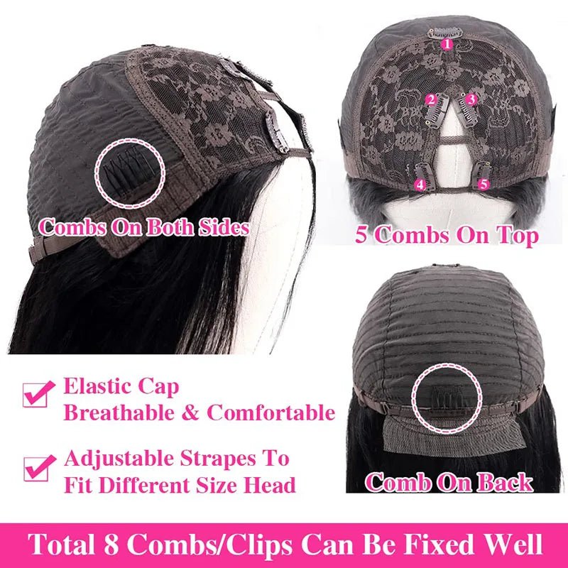 Kinky Curly U V Part Wig Human Hair No Leave Out No Glue Brazilian Deep Curly Wave U Part Human Hair Wig for Women 180% Density - MAGUSTA BEAUTY