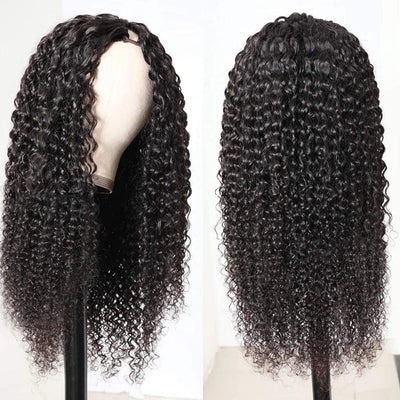 Kinky Curly U V Part Wig Human Hair No Leave Out No Glue Brazilian Deep Curly Wave U Part Human Hair Wig for Women 180% Density - MAGUSTA BEAUTY