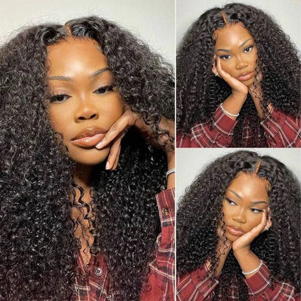 Kinky Curly U V Part Wig Human Hair No Leave Out No Glue Brazilian Deep Curly Wave U Part Human Hair Wig for Women 180% Density - MAGUSTA BEAUTY