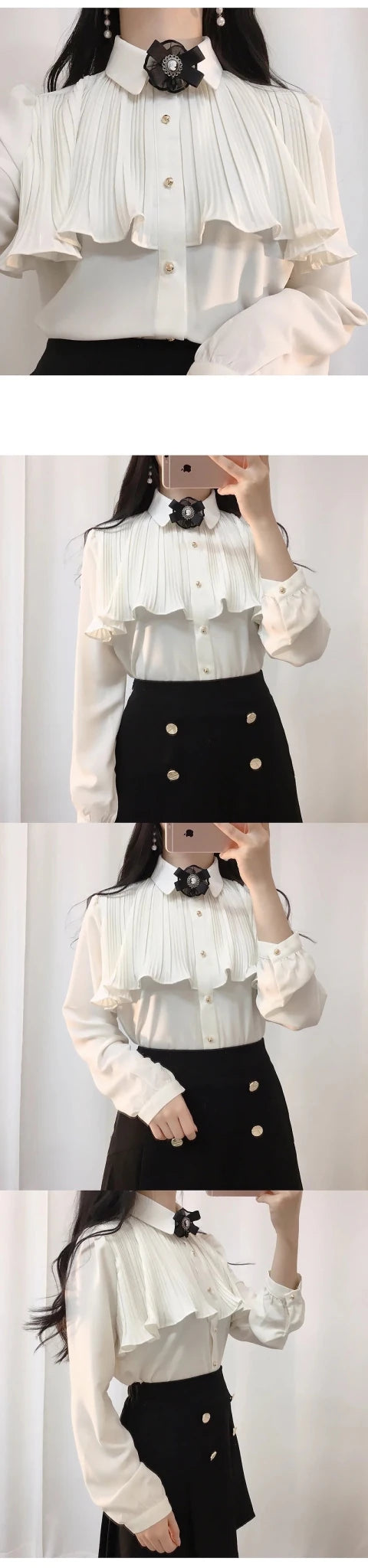 Korea Chic Tops Blusas Japan Style Elegant Hot Cute Preppy Girls Work Button White Shirts Retro Flhjlwoc Fashion Women Blouses - MAGUSTA BEAUTY
