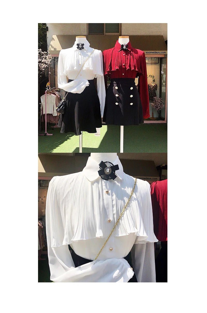 Korea Chic Tops Blusas Japan Style Elegant Hot Cute Preppy Girls Work Button White Shirts Retro Flhjlwoc Fashion Women Blouses - MAGUSTA BEAUTY