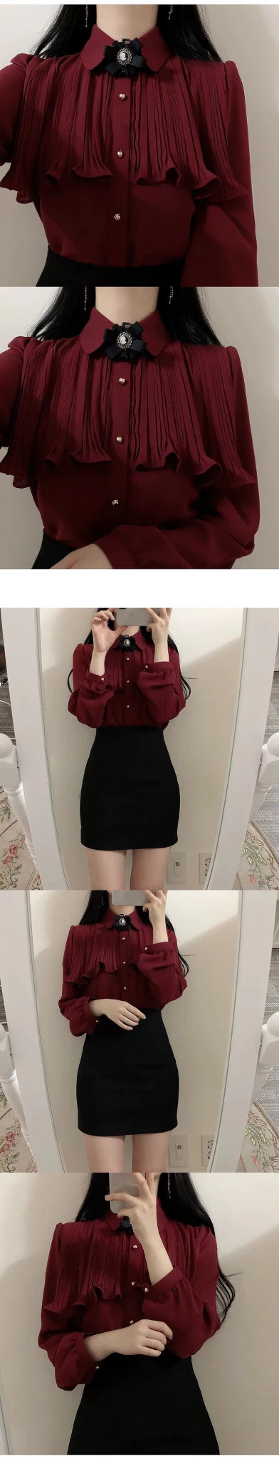 Korea Chic Tops Blusas Japan Style Elegant Hot Cute Preppy Girls Work Button White Shirts Retro Flhjlwoc Fashion Women Blouses - MAGUSTA BEAUTY