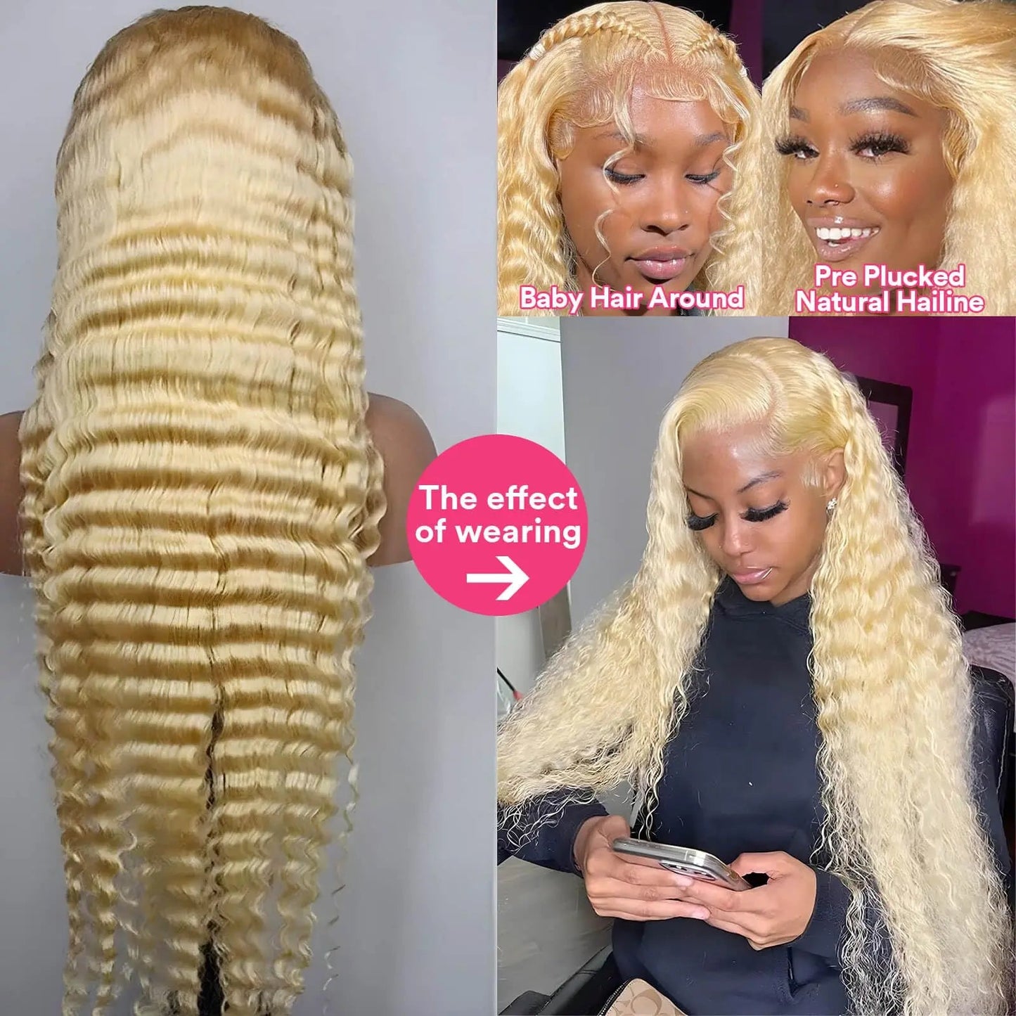 Lace Front Human Hair Wigs30 38 Inches Deep Wave Wigs 613 Honey Blonde Color 13x4 13x6 Lace Frontal Curly Wave Wigs For Woman - MAGUSTA BEAUTY