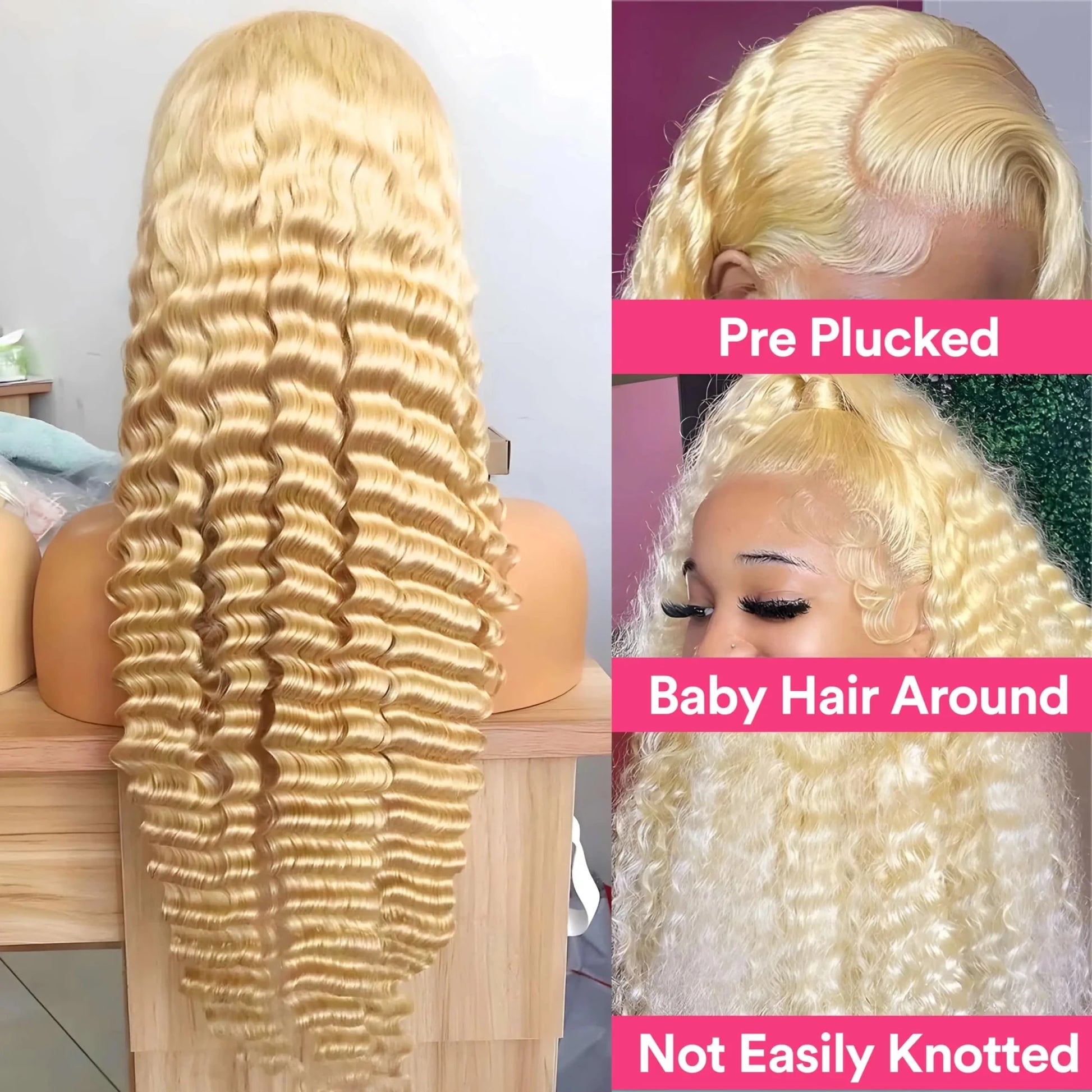 Lace Front Human Hair Wigs30 38 Inches Deep Wave Wigs 613 Honey Blonde Color 13x4 13x6 Lace Frontal Curly Wave Wigs For Woman - MAGUSTA BEAUTY