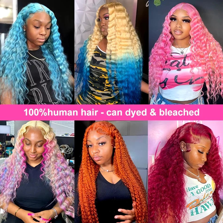 Lace Front Human Hair Wigs30 38 Inches Deep Wave Wigs 613 Honey Blonde Color 13x4 13x6 Lace Frontal Curly Wave Wigs For Woman - MAGUSTA BEAUTY