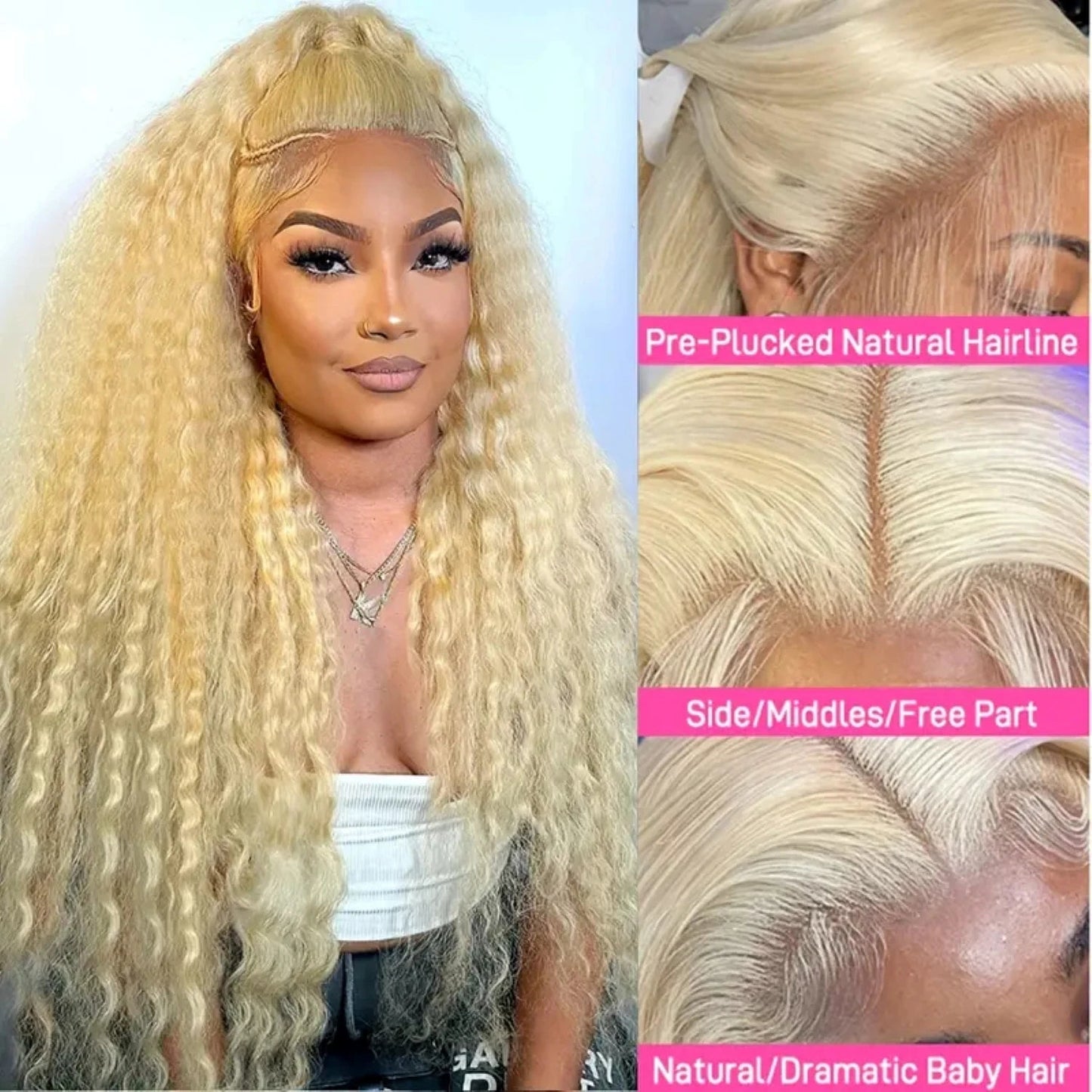 Lace Front Human Hair Wigs30 38 Inches Deep Wave Wigs 613 Honey Blonde Color 13x4 13x6 Lace Frontal Curly Wave Wigs For Woman - MAGUSTA BEAUTY