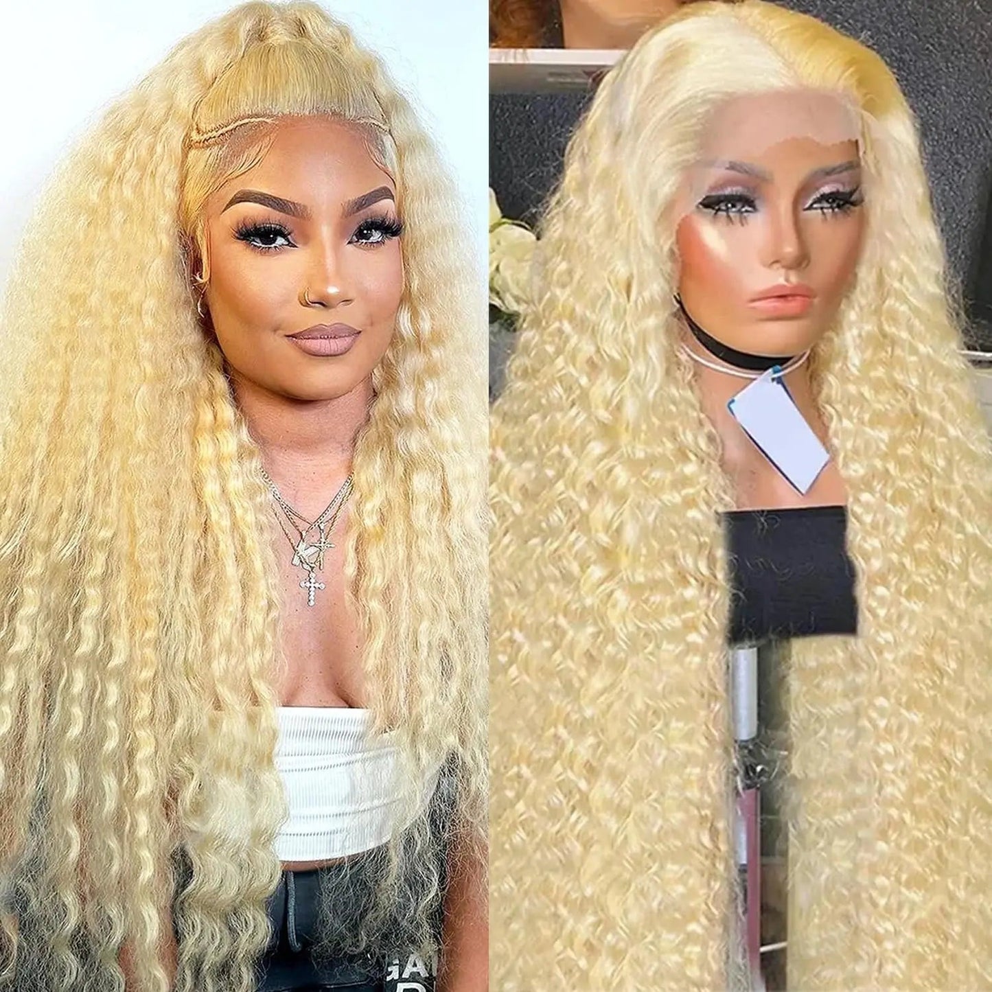 Lace Front Human Hair Wigs30 38 Inches Deep Wave Wigs 613 Honey Blonde Color 13x4 13x6 Lace Frontal Curly Wave Wigs For Woman - MAGUSTA BEAUTY