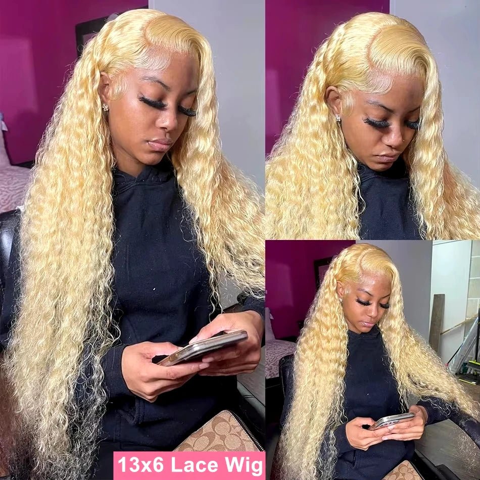 Lace Front Human Hair Wigs30 38 Inches Deep Wave Wigs 613 Honey Blonde Color 13x4 13x6 Lace Frontal Curly Wave Wigs For Woman - MAGUSTA BEAUTY