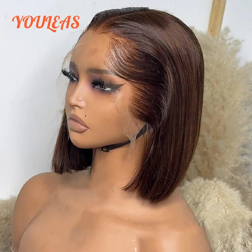 Lagos Hairline Straight Bob Human Hair Wig Short Dark Blonde 13x4 HD Lace Frontal Glueless Wigs Preplucked Ready To Wear - MAGUSTA BEAUTY
