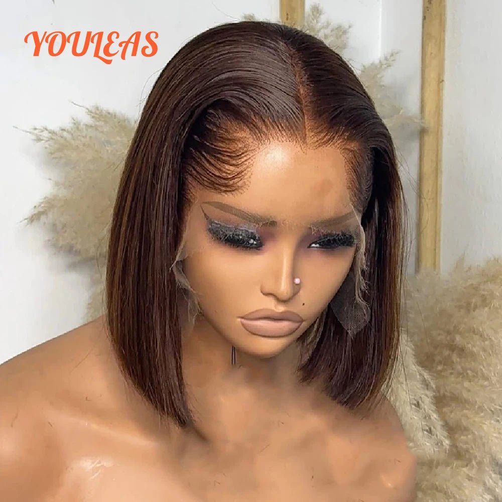 Lagos Hairline Straight Bob Human Hair Wig Short Dark Blonde 13x4 HD Lace Frontal Glueless Wigs Preplucked Ready To Wear - MAGUSTA BEAUTY
