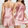 Large Size 3XL 4XL 5XL Female Nightgown Sexy Suspender Nightdress Pink Chemise Sleepwear Bathrobe Loose Satin Home Dressing Gown - MAGUSTA BEAUTY