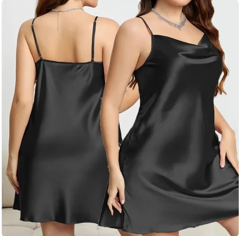 Large Size 3XL 4XL 5XL Female Nightgown Sexy Suspender Nightdress Pink Chemise Sleepwear Bathrobe Loose Satin Home Dressing Gown - MAGUSTA BEAUTY