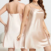 Large Size 3XL 4XL 5XL Female Nightgown Sexy Suspender Nightdress Pink Chemise Sleepwear Bathrobe Loose Satin Home Dressing Gown - MAGUSTA BEAUTY