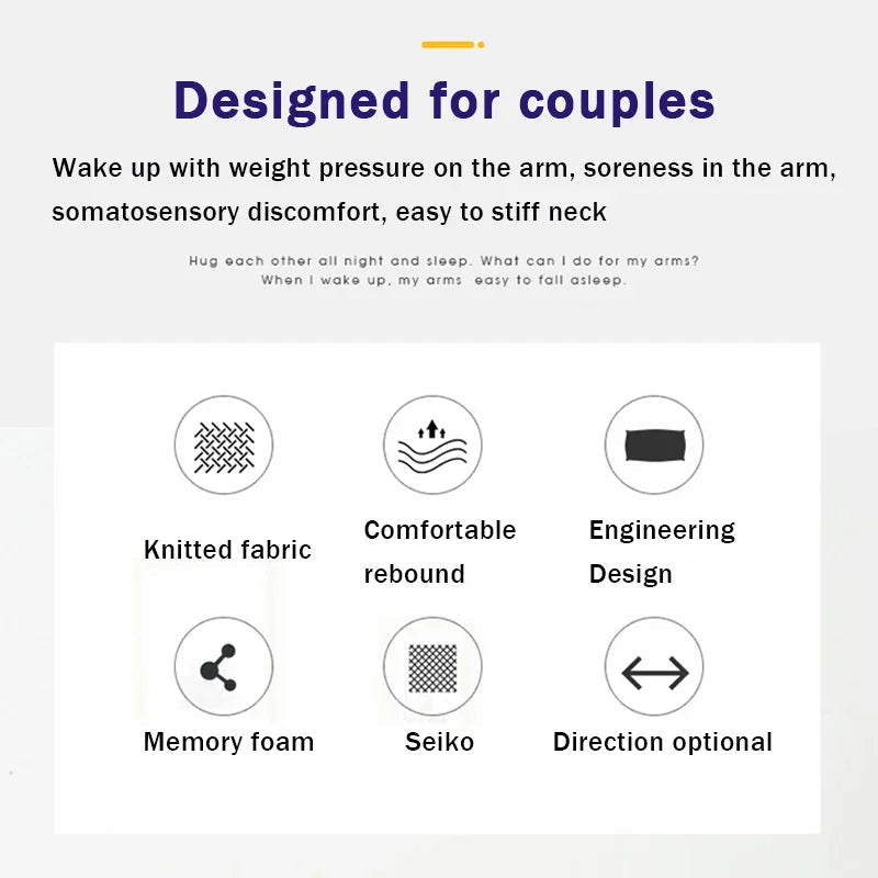 Left Right Arm Couple Pillow Orthopedic Memory Foam Protect Cervical Vertebra Release Arm Pain Pressure Pillow for Side Sleeper - MAGUSTA BEAUTY