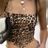 Leopard Pattern Women Tank Tops Backless Sexy Rave Outfits Sleeveless Cross Lace Up Bralette Crop Top Summer Streetwear - MAGUSTA BEAUTY