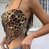 Leopard Pattern Women Tank Tops Backless Sexy Rave Outfits Sleeveless Cross Lace Up Bralette Crop Top Summer Streetwear - MAGUSTA BEAUTY