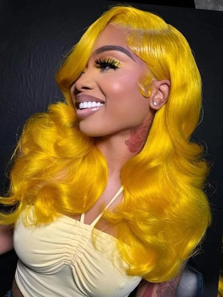 Light Yellow 613 13x6 HD Lace Frontal Wig Human Hair Body Wave Transparent Lace Wig 613 Colored Human Hair Wigs 200% For Women - MAGUSTA BEAUTY
