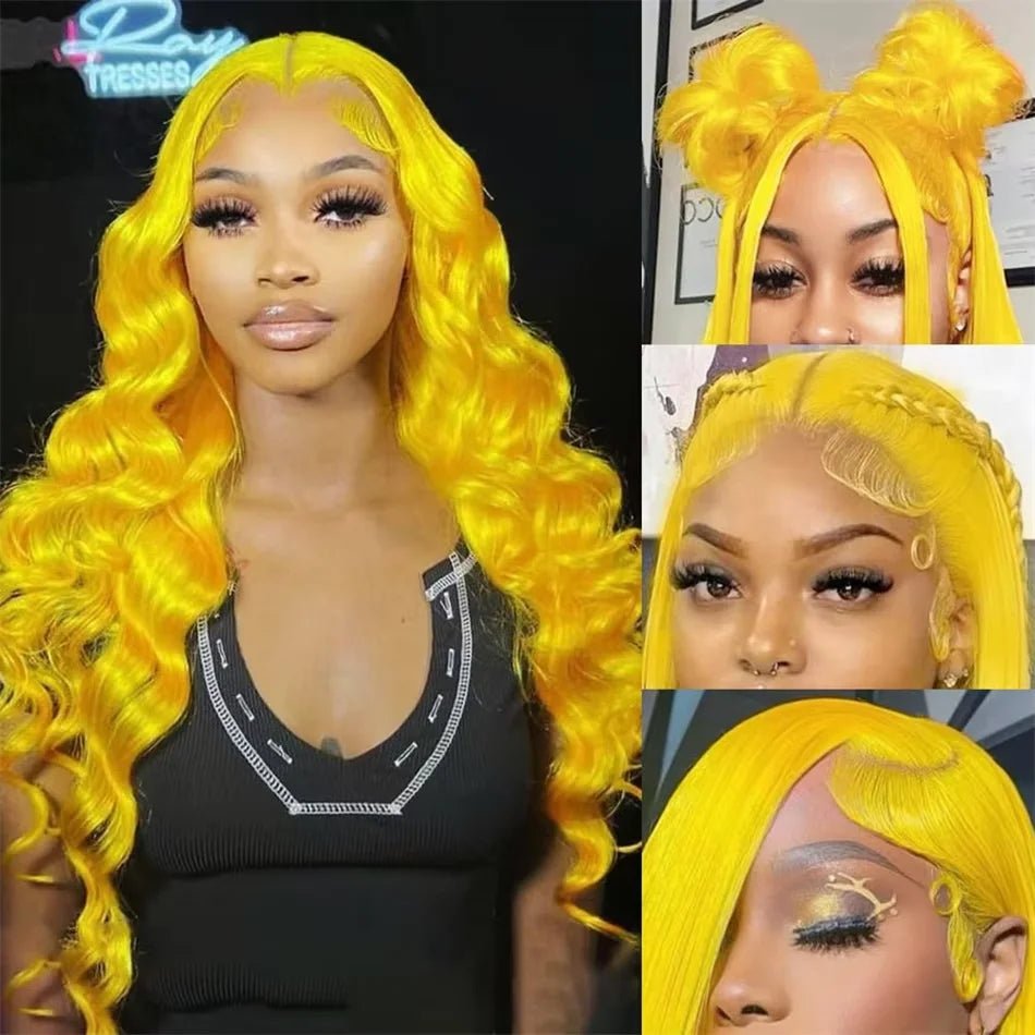 Light Yellow 613 13x6 HD Lace Frontal Wig Human Hair Body Wave Transparent Lace Wig 613 Colored Human Hair Wigs 200% For Women - MAGUSTA BEAUTY