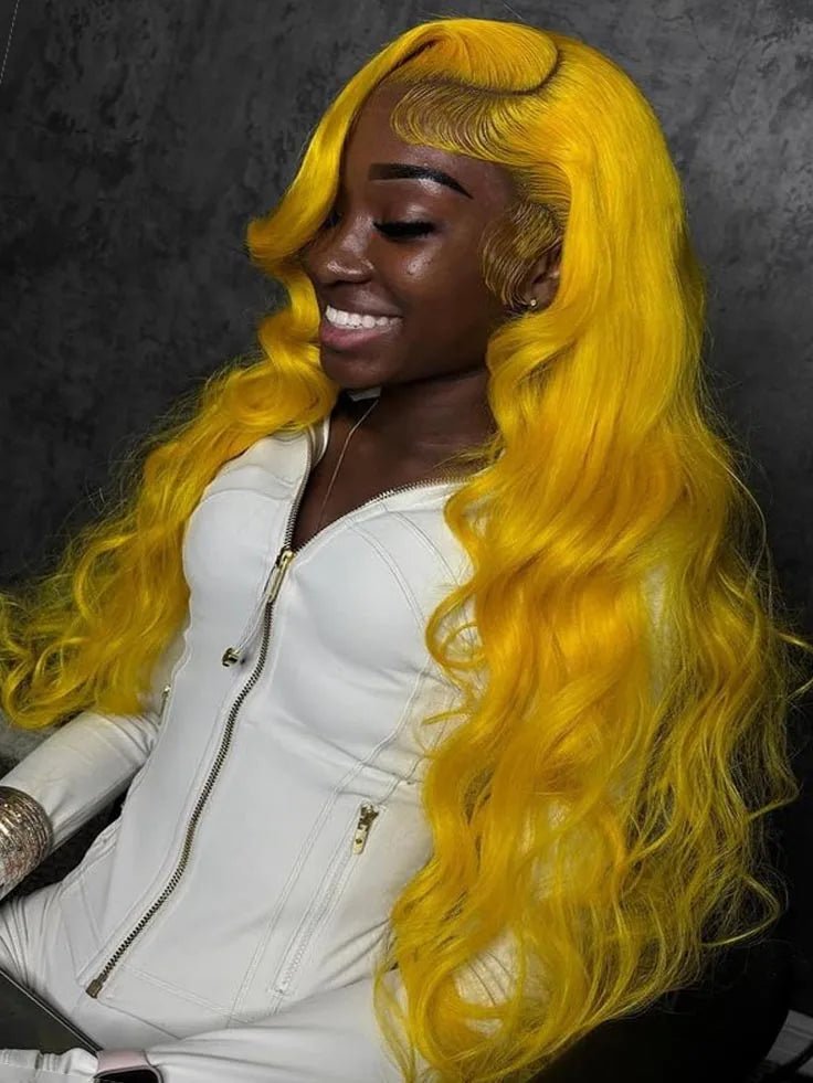 Light Yellow 613 13x6 HD Lace Frontal Wig Human Hair Body Wave Transparent Lace Wig 613 Colored Human Hair Wigs 200% For Women - MAGUSTA BEAUTY