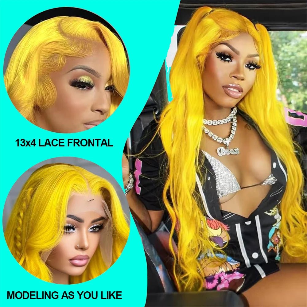 Light Yellow 613 13x6 HD Lace Frontal Wig Human Hair Body Wave Transparent Lace Wig 613 Colored Human Hair Wigs 200% For Women - MAGUSTA BEAUTY