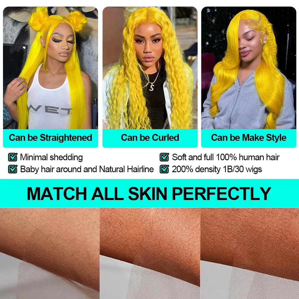 Light Yellow 613 13x6 HD Lace Frontal Wig Human Hair Body Wave Transparent Lace Wig 613 Colored Human Hair Wigs 200% For Women - MAGUSTA BEAUTY