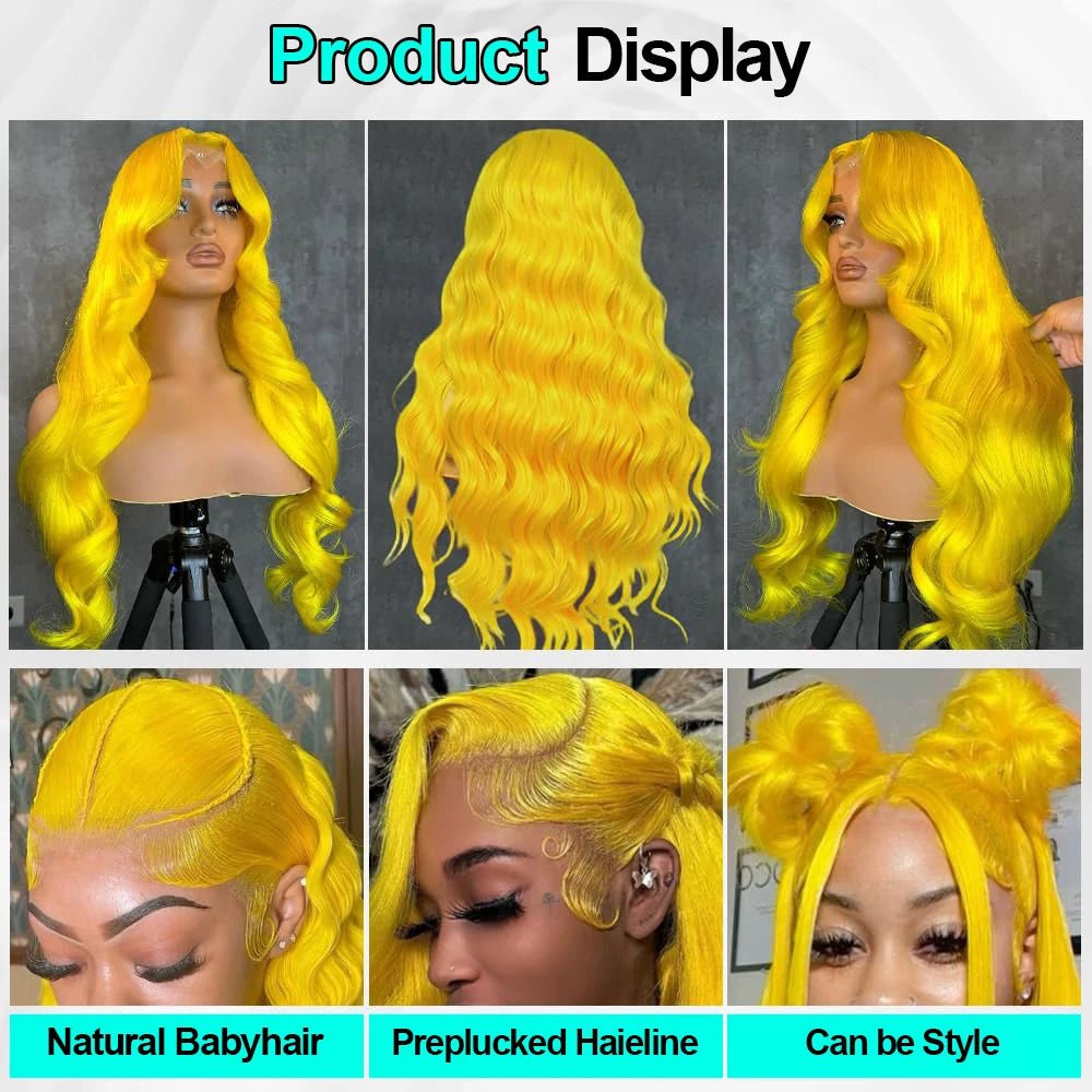 Light Yellow 613 13x6 HD Lace Frontal Wig Human Hair Body Wave Transparent Lace Wig 613 Colored Human Hair Wigs 200% For Women - MAGUSTA BEAUTY