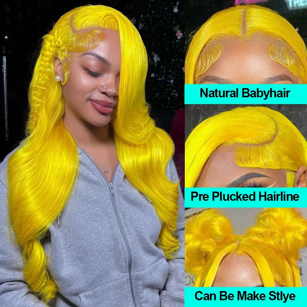 Light Yellow 613 13x6 HD Lace Frontal Wig Human Hair Body Wave Transparent Lace Wig 613 Colored Human Hair Wigs 200% For Women - MAGUSTA BEAUTY