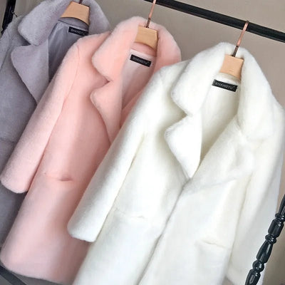 Lmitation Mink Plush Fur Coat Female 2021 Winter Thick High end Rex Rabbit Hair Fur Coats Plus size Warm Women Faux Fur Coats - MAGUSTA BEAUTY