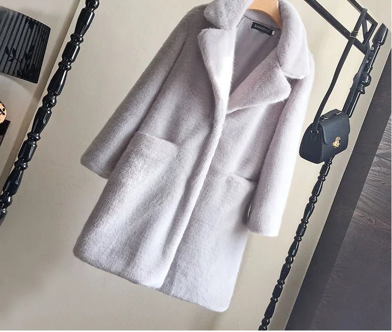 Lmitation Mink Plush Fur Coat Female 2021 Winter Thick High end Rex Rabbit Hair Fur Coats Plus size Warm Women Faux Fur Coats - MAGUSTA BEAUTY
