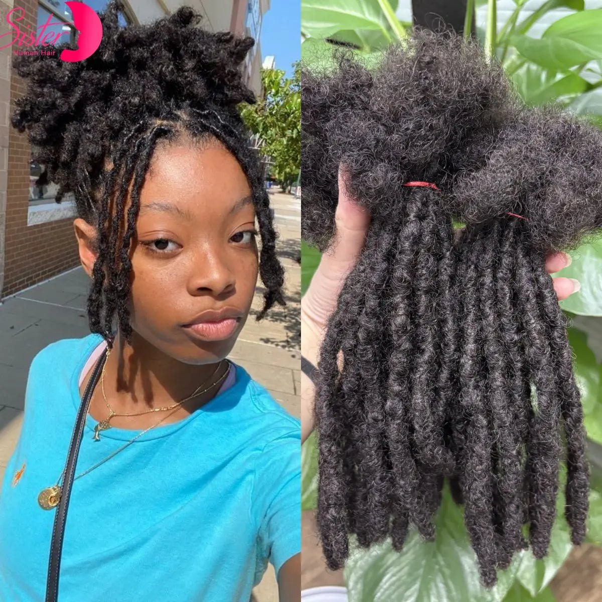Loc Extension Human Hair 0.6cm Width 8inch 50 Strands Handmade Dreadlock Inter Extension Human Hair for Women/Men/Kids - MAGUSTA BEAUTY